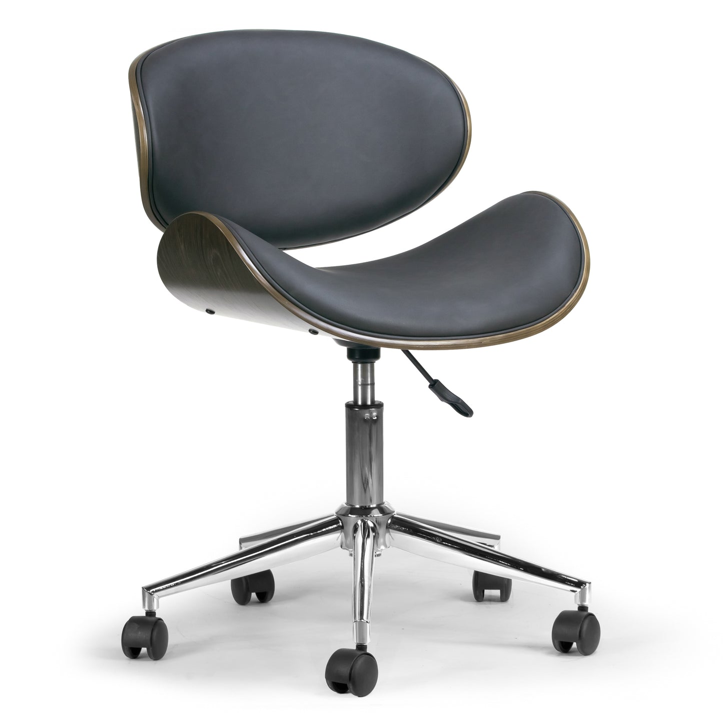 Amar Modern Dark Grey Office Chair with Grey Plywood Bentwood Frame
