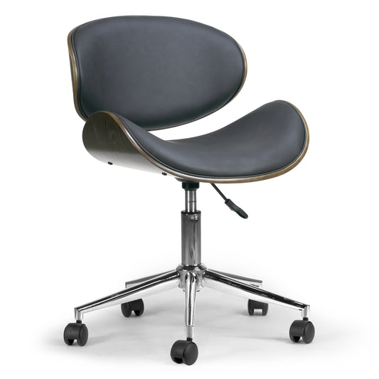 Amar Modern Dark Grey Office Chair with Grey Plywood Bentwood Frame