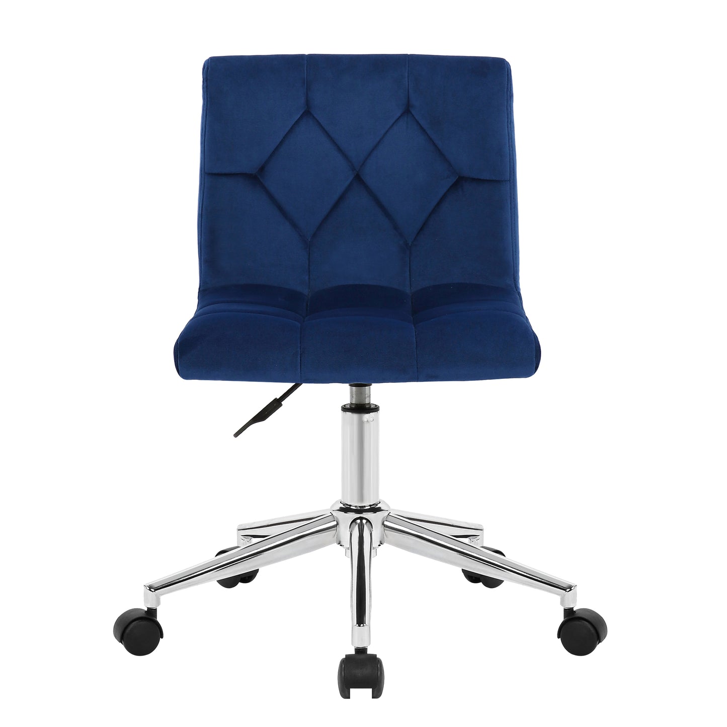 Amali Blue Velvet Upholstered Adjustable Height Swivel Office Chair with Wheel Base