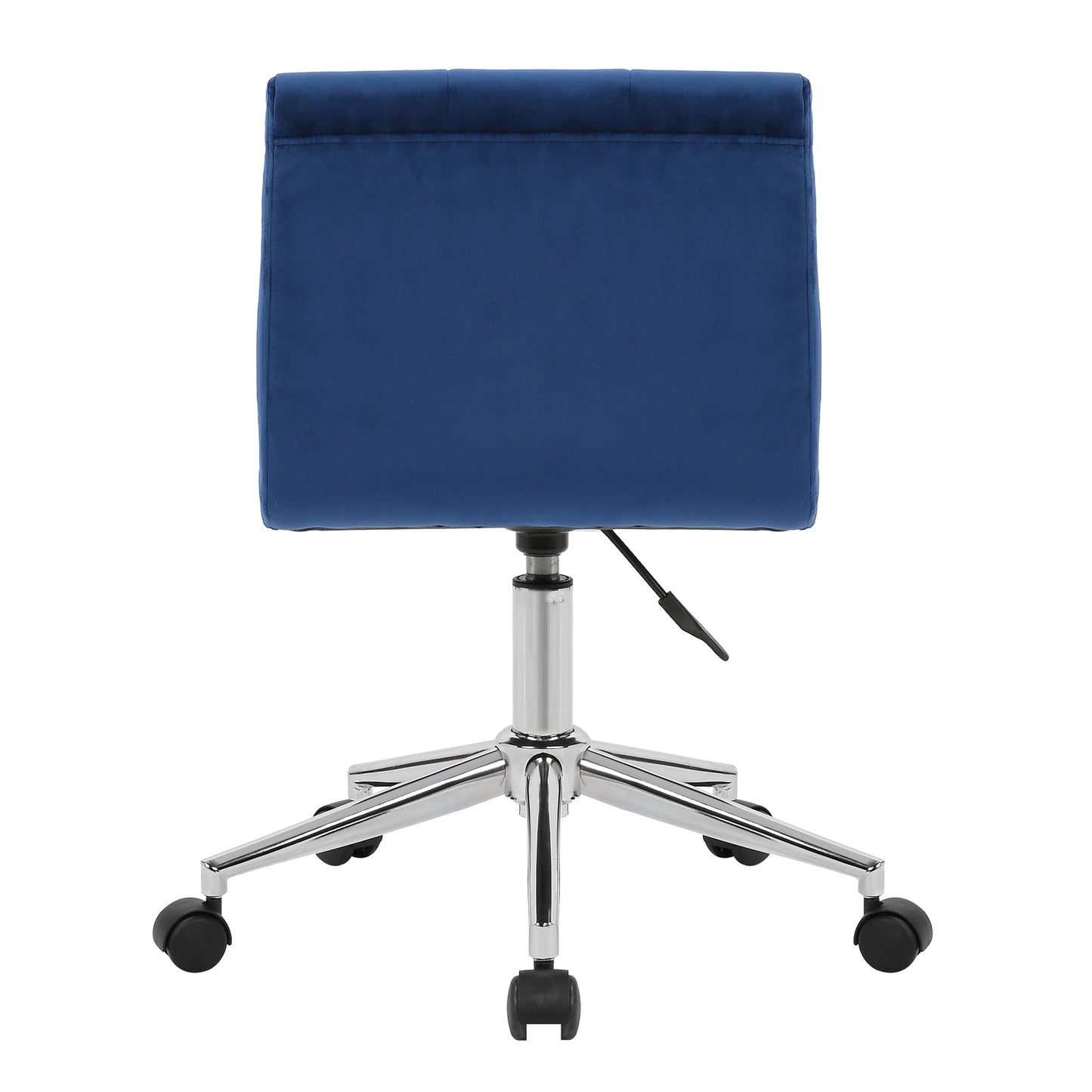 Amali Blue Velvet Upholstered Adjustable Height Swivel Office Chair with Wheel Base