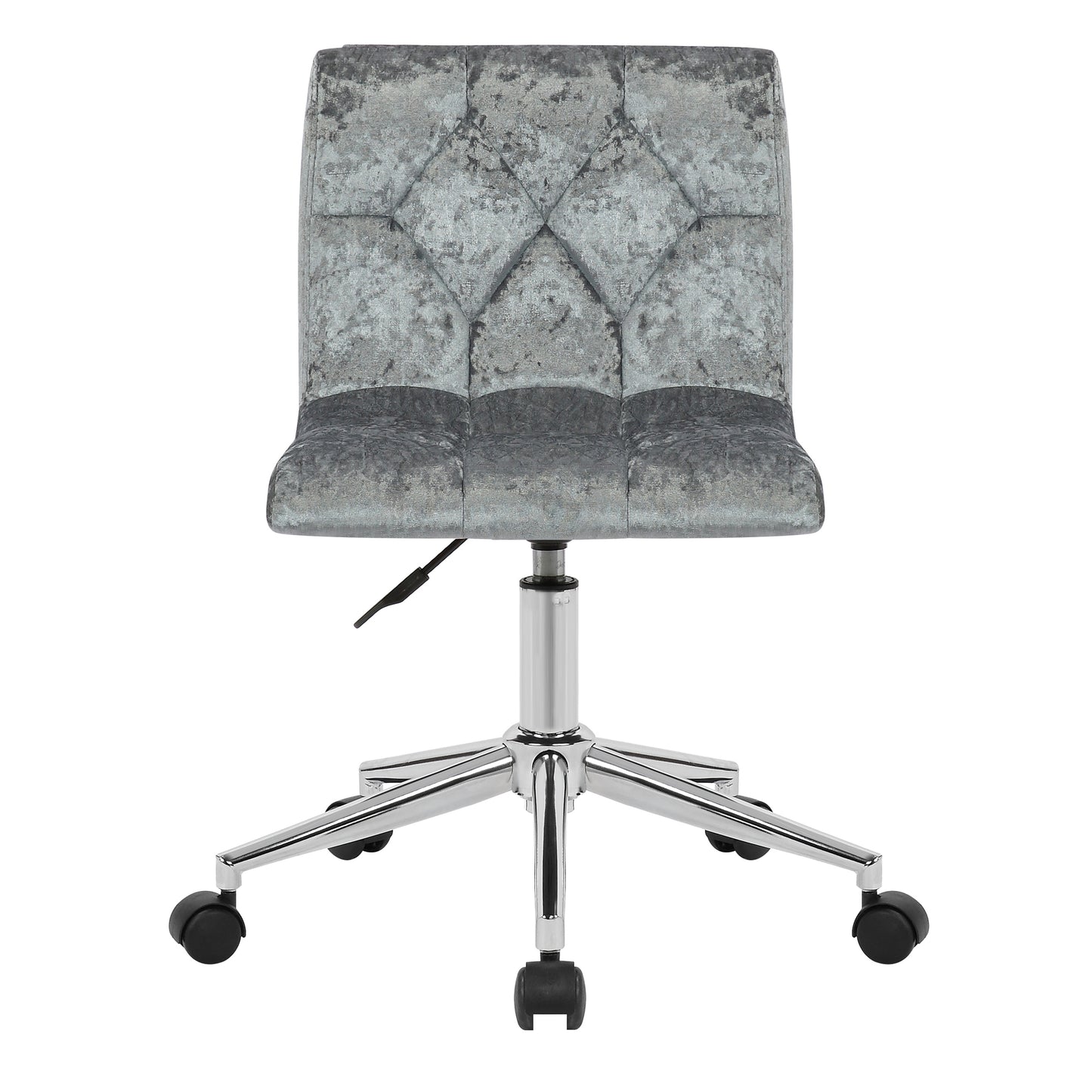 Amali Silver Velvet Upholstered Adjustable Height Swivel Office Chair with Wheel Base
