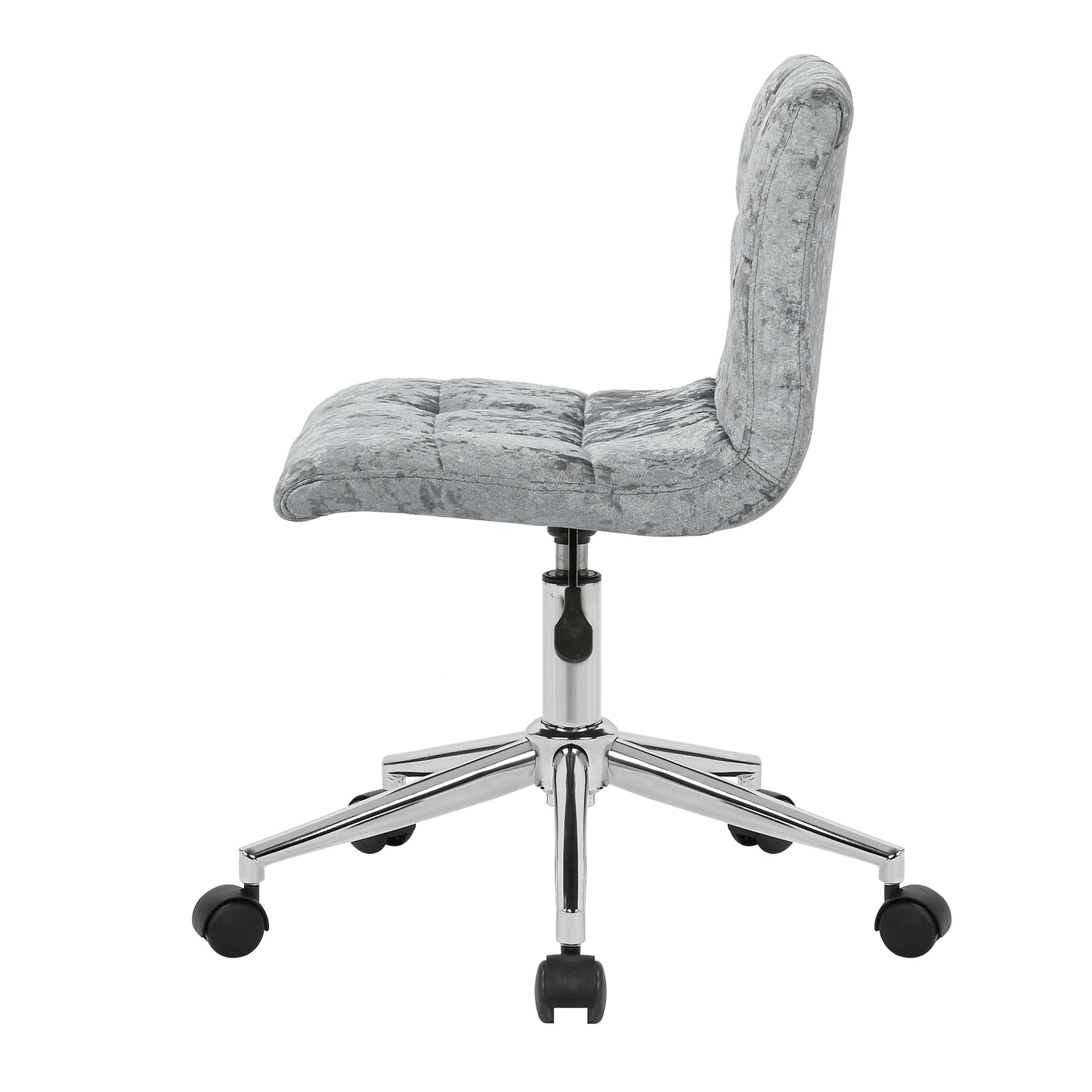 Amali Silver Velvet Upholstered Adjustable Height Swivel Office Chair with Wheel Base