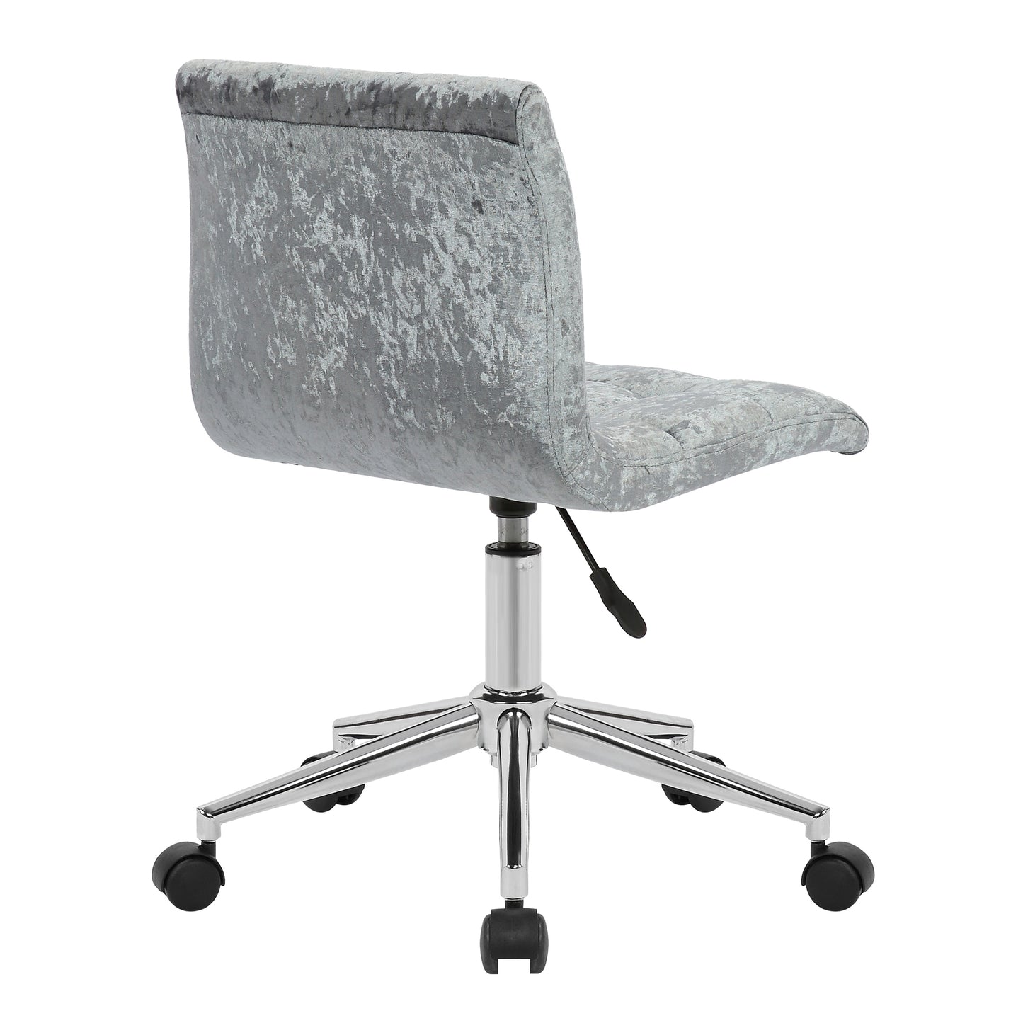 Amali Silver Velvet Upholstered Adjustable Height Swivel Office Chair with Wheel Base