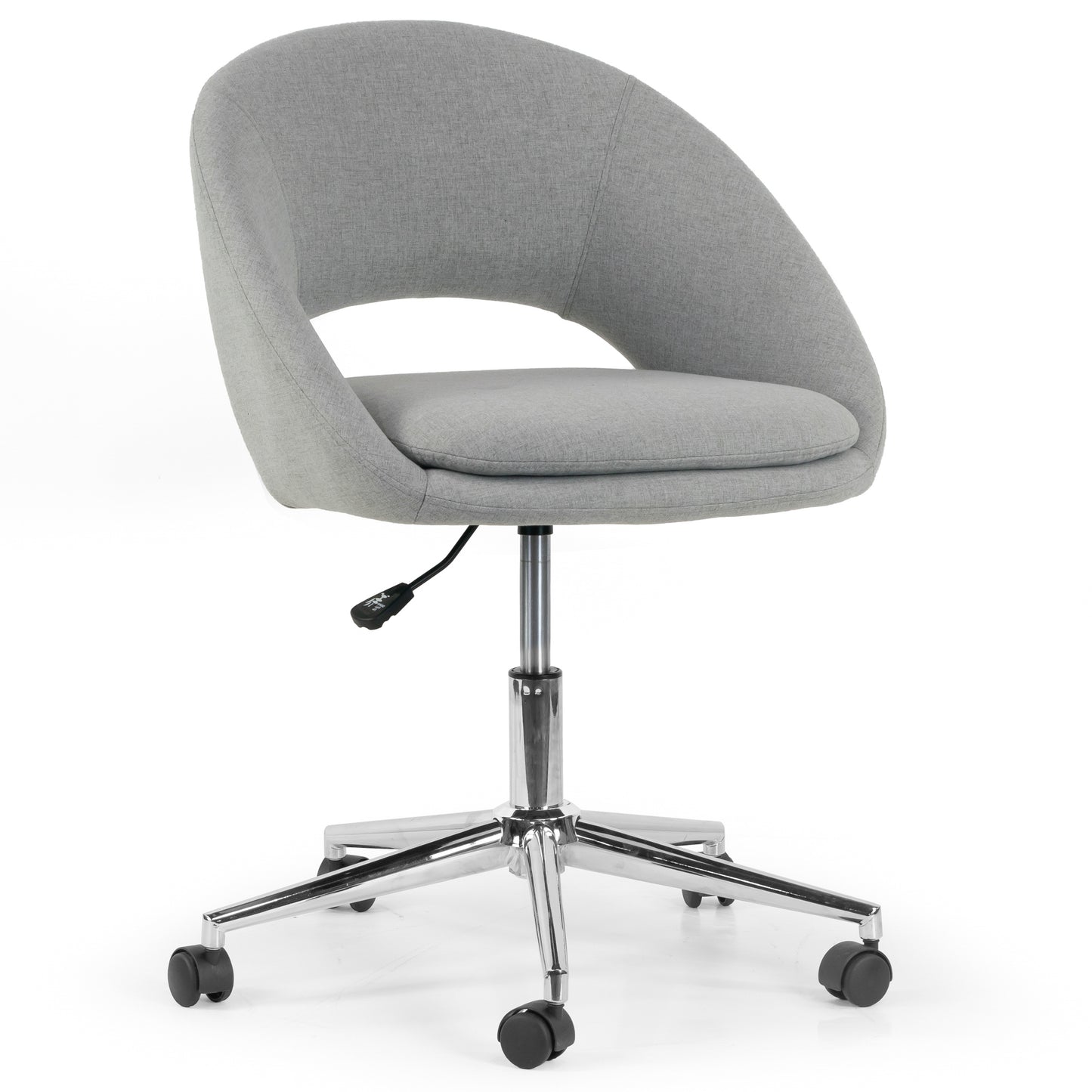 Aura Grey Fabric Upholstered Adjustable Height Swivel Office Chair with Wheel Base