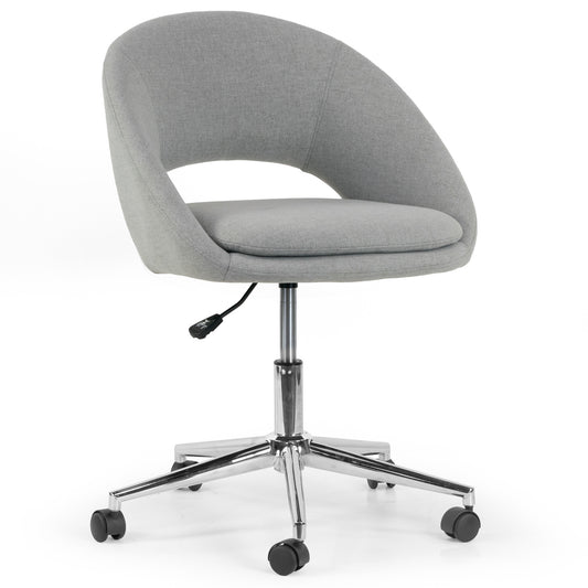 Aura Grey Fabric Upholstered Adjustable Height Swivel Office Chair with Wheel Base