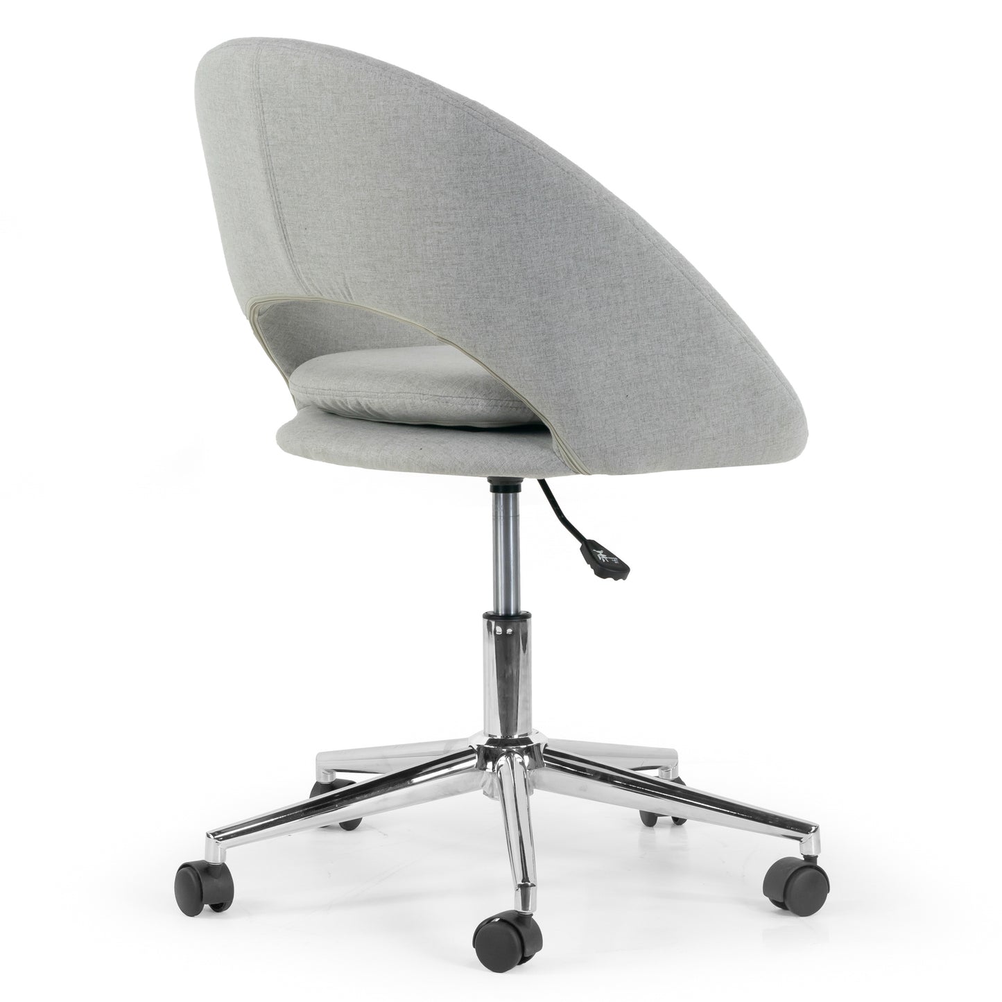 Aura Grey Fabric Upholstered Adjustable Height Swivel Office Chair with Wheel Base