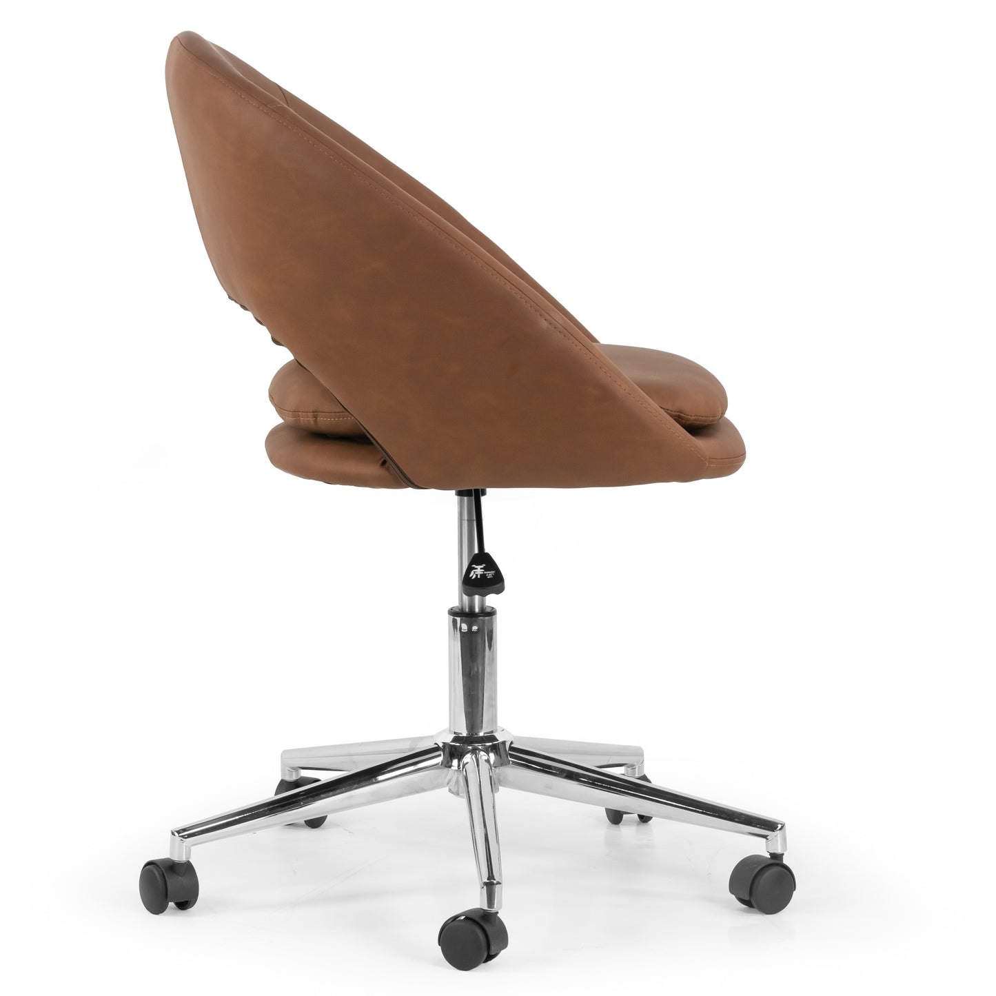 Aura Light Brown Faux Leather Adjustable Height Swivel Office Chair with Wheel Base
