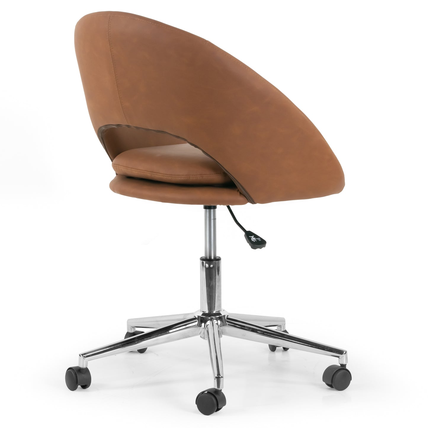 Aura Light Brown Faux Leather Adjustable Height Swivel Office Chair with Wheel Base