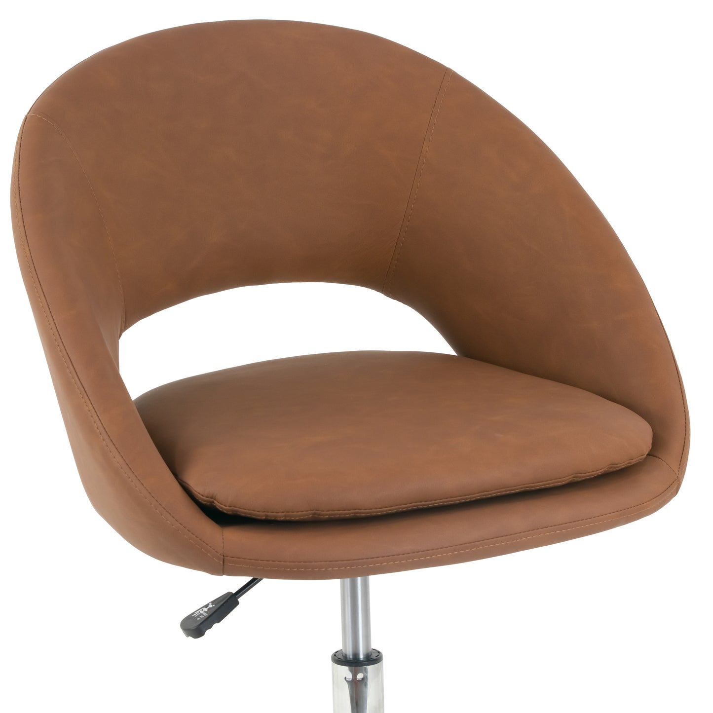 Aura Light Brown Faux Leather Adjustable Height Swivel Office Chair with Wheel Base