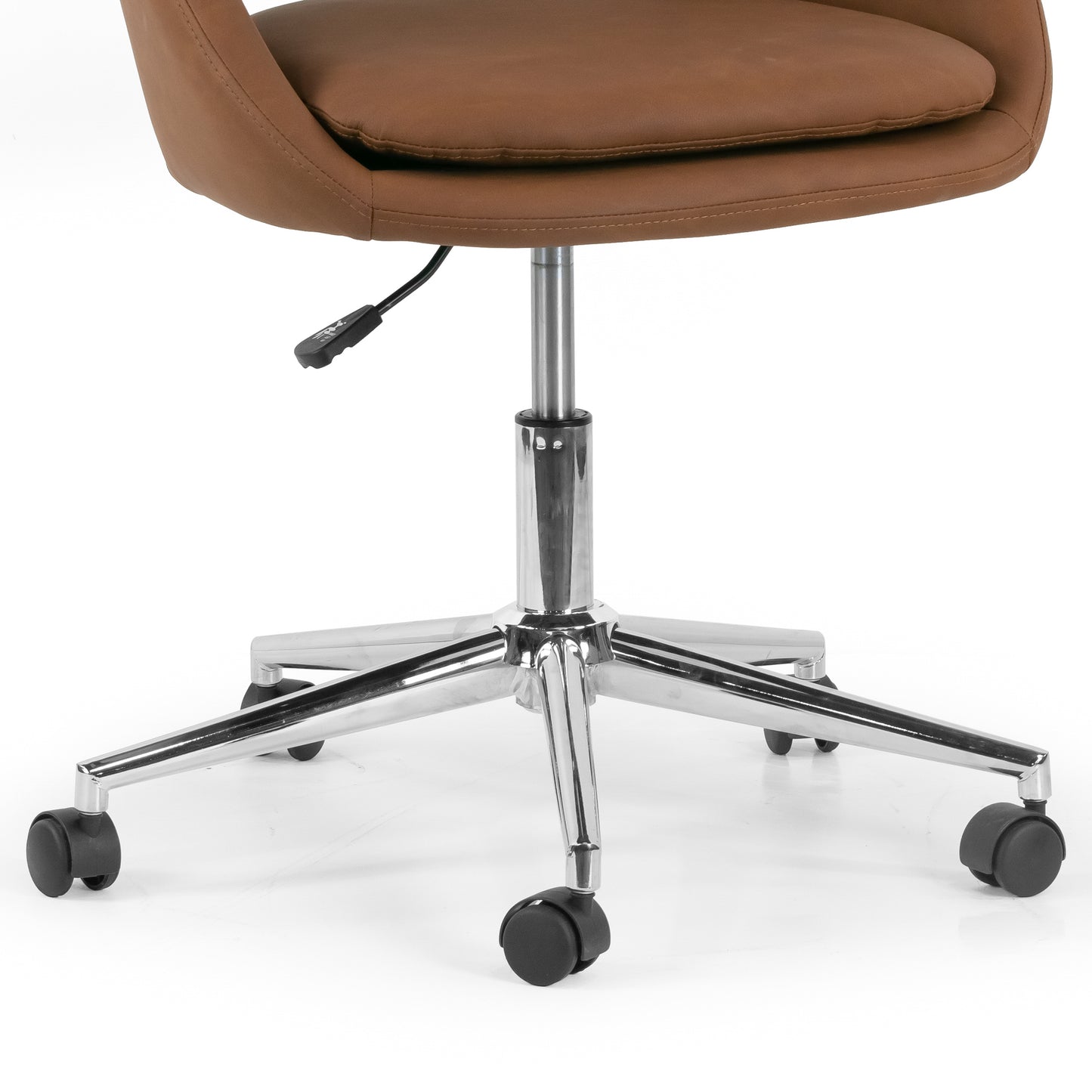 Aura Light Brown Faux Leather Adjustable Height Swivel Office Chair with Wheel Base