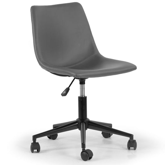 Adan Grey Faux Leather Adjustable Height Swivel Office Chair with Wheel Base