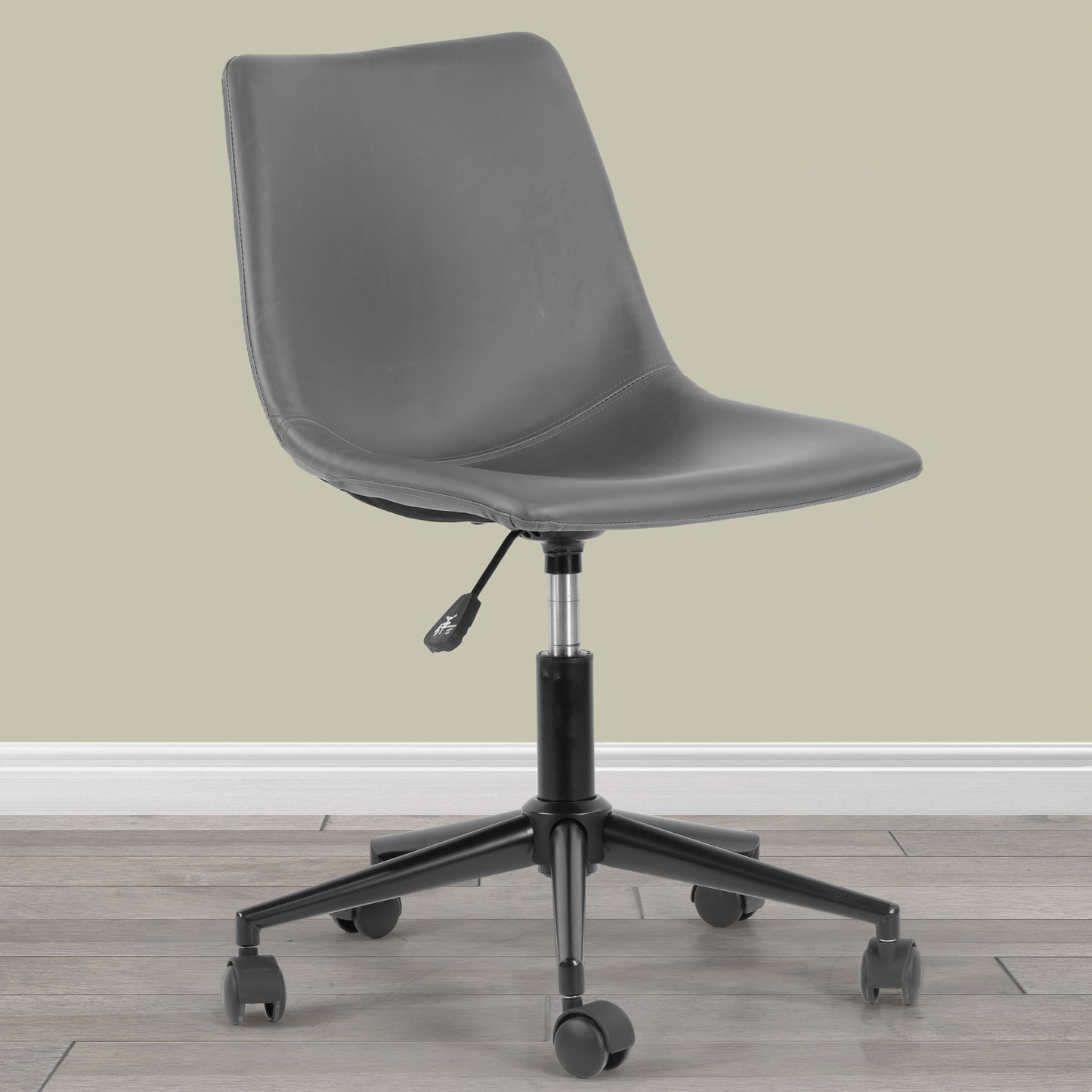 Adan Grey Faux Leather Adjustable Height Swivel Office Chair with Wheel Base