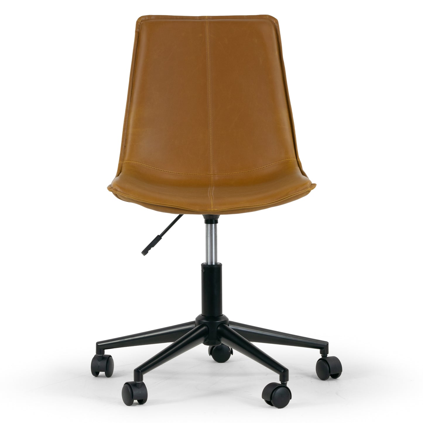 Amery Light Brown Faux Leather Adjustable Height Swivel Office Chair with Wheel Base