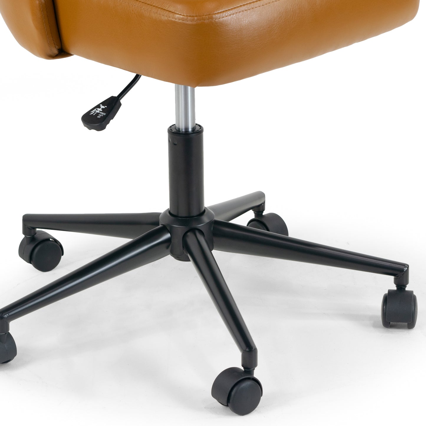 Aurica Light Brown Faux Leather Adjustable Height Swivel Office Chair with Wheel Base