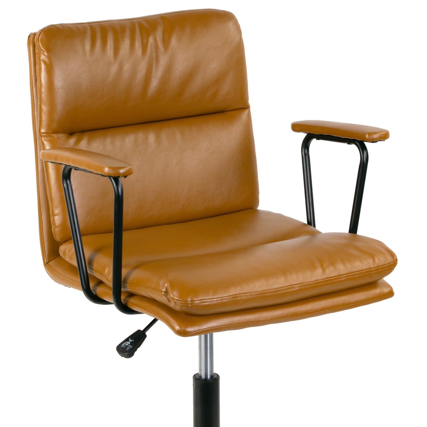Avalee Cappuccino Faux Leather Adjustable Height Swivel Office Chair with Arms