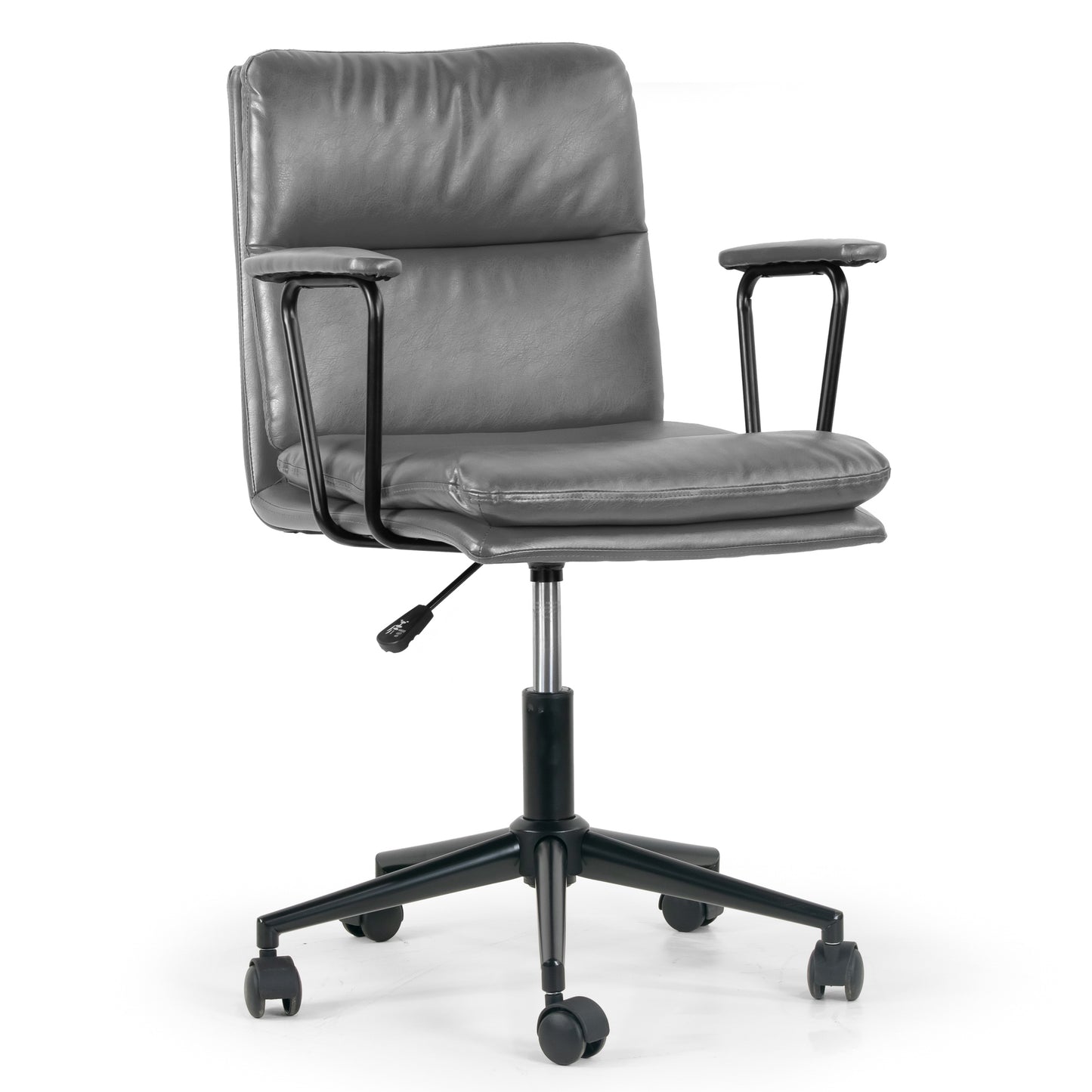Avalee Grey Faux Leather Adjustable Height Swivel Office Chair with Arms