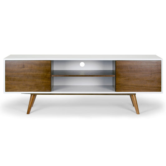 Ailsa Scandinavian Style TV Stand with Walnut and White Finish