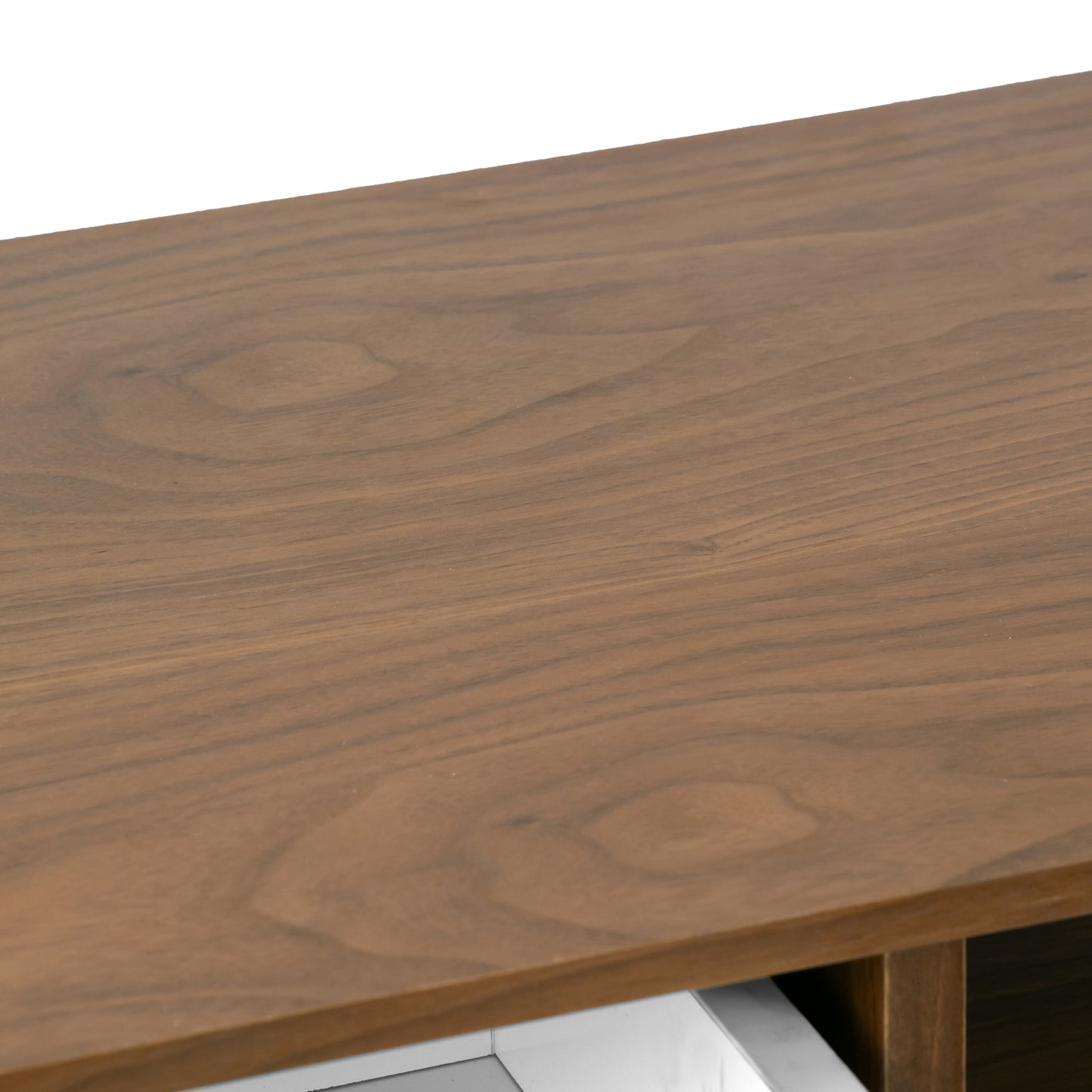 Alvar Scandinavian Style Walnut Finish TV Stand with Contrasting White Doors