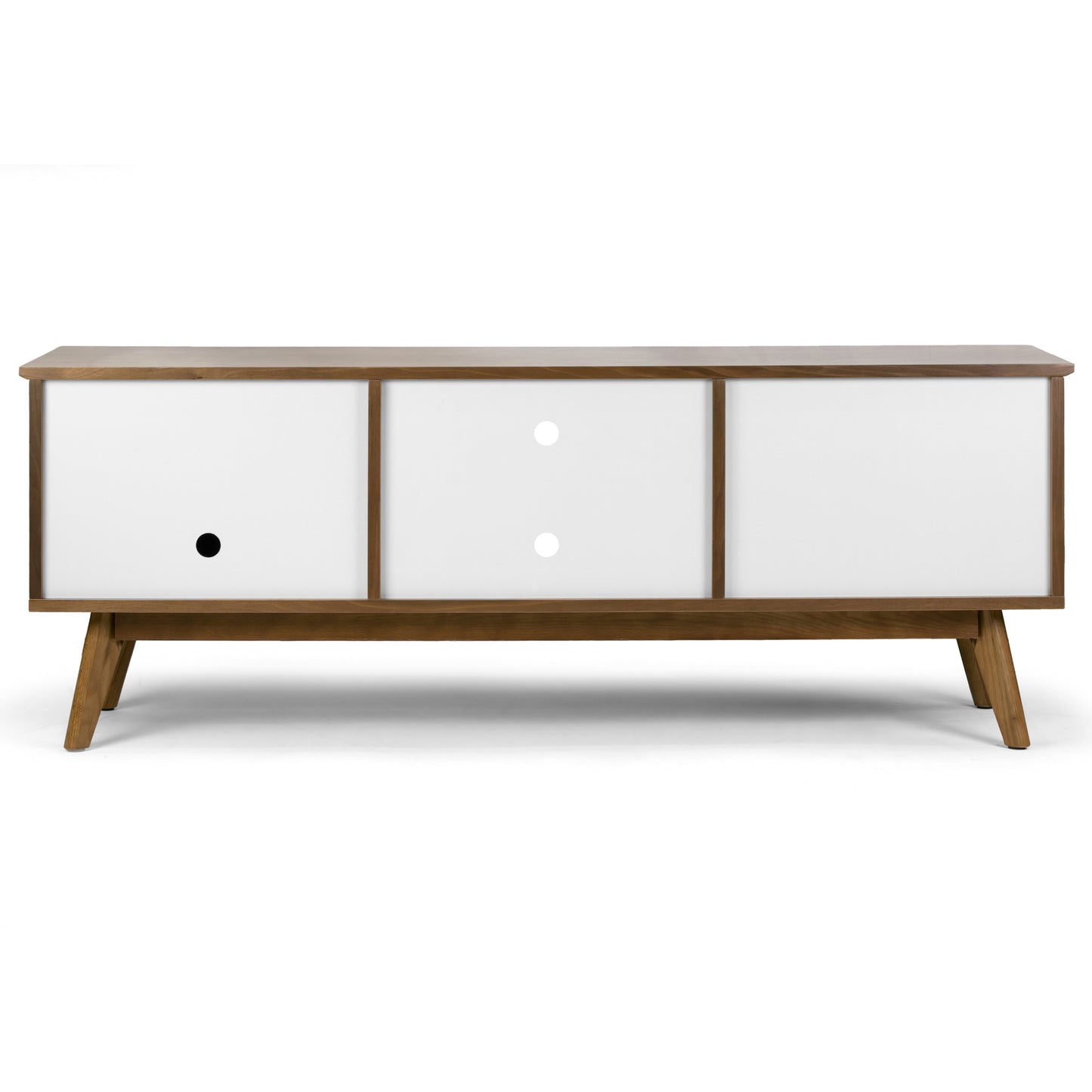 Alvar Scandinavian Style Walnut Finish TV Stand with Contrasting White Doors