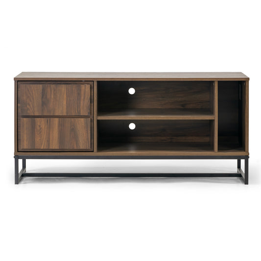 Arva Dark Walnut Finish TV Stand with Cabinet