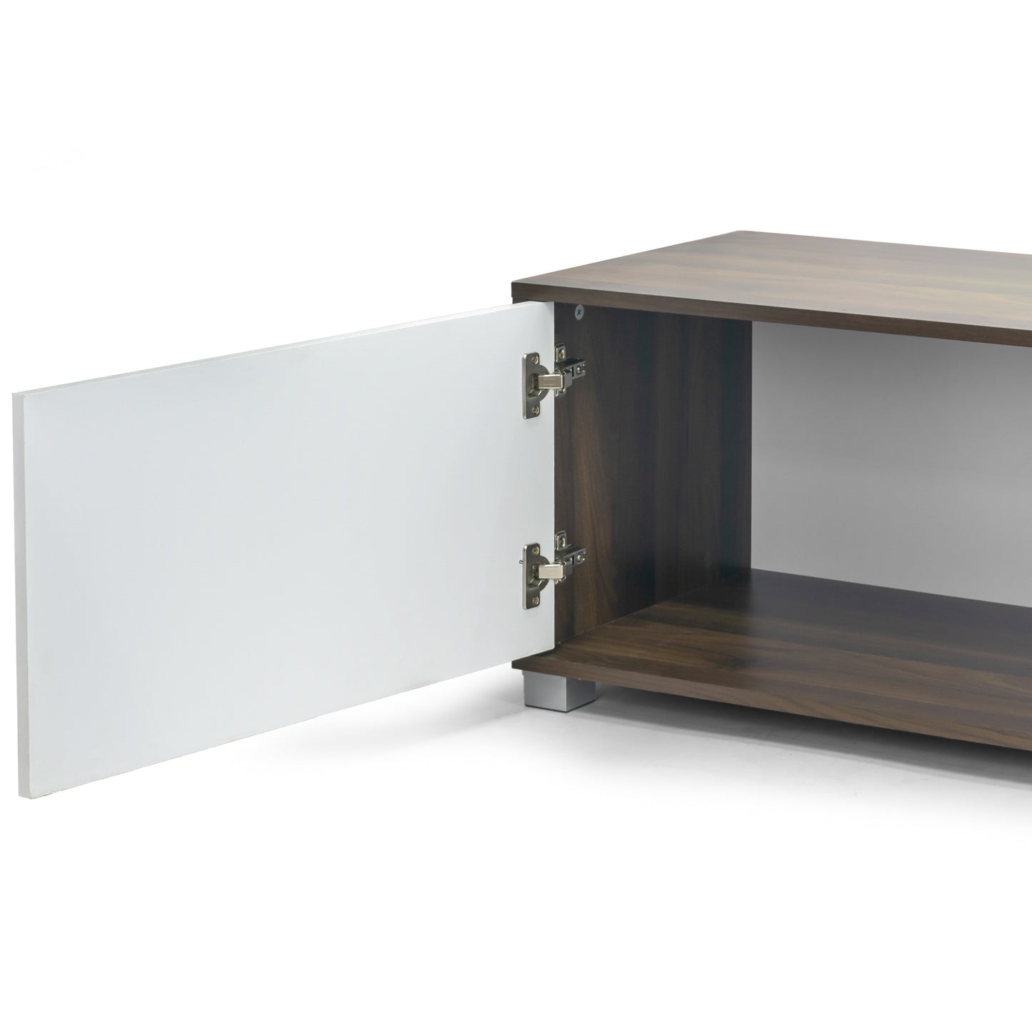 Anne TV Stand Walnut Finish with Contrasting White Door