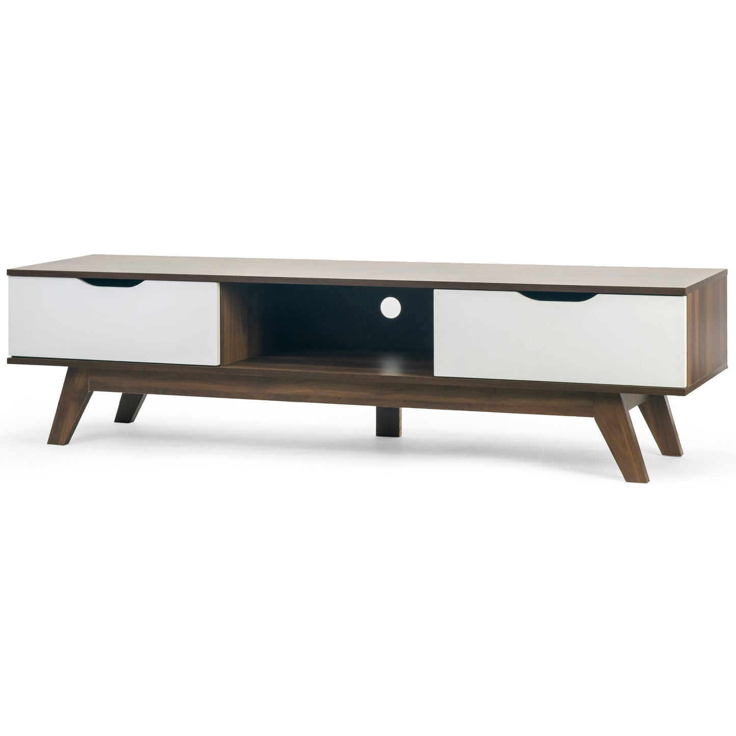 Anoki TV Stand Walnut Finish with Contrasting White Door