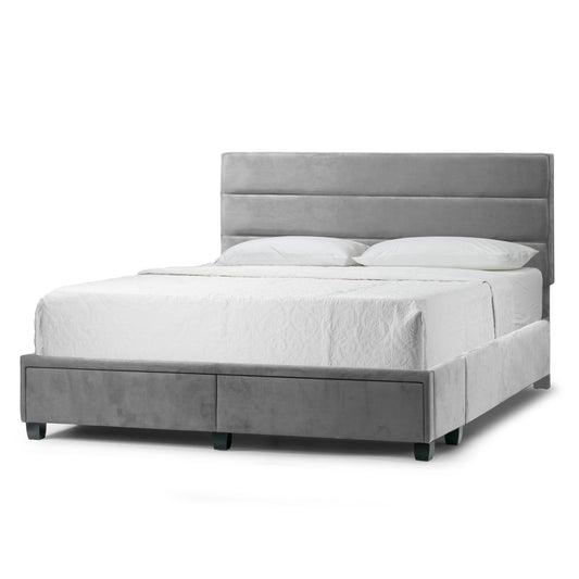 Arnia Silver Grey Twin Bed Captain’s Bed with Two Storage Drawers