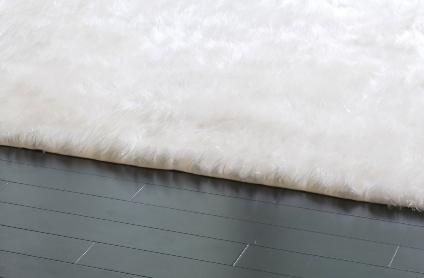 Faux Sheepskin Fur Area Rug White Rectangular 8x5