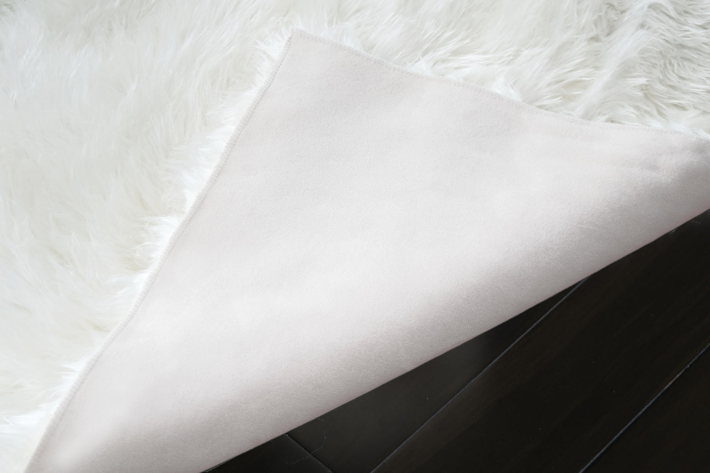 Faux Sheepskin Fur Area Rug White Rectangular 8x5
